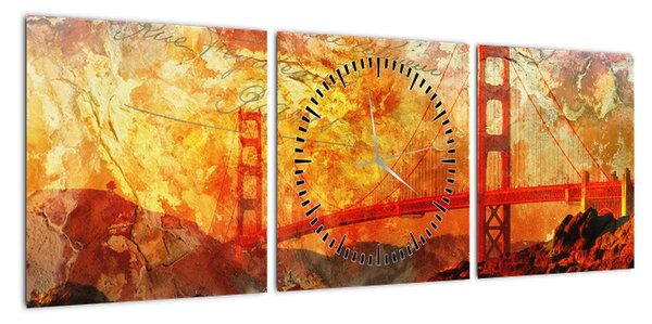 Obraz - Golden Gate, San Francisco, Kalifornia (z zegarem) (90x30 cm)