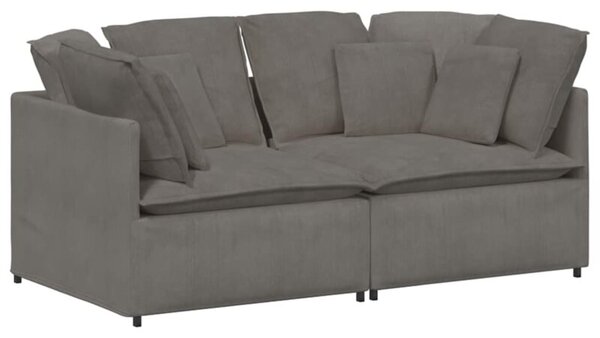 Sofa moduÅowa z poduszkami tkanina sztruksowa jasnoszara