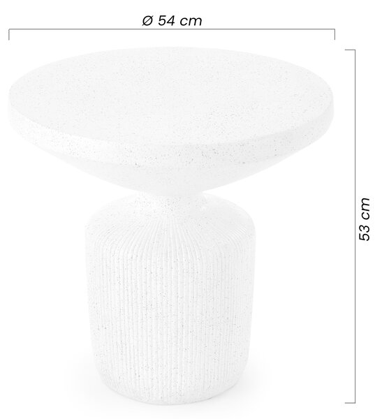 Stolik kawowy okrągły Sintro 54 cm - białe lastryko