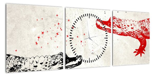 Obraz - Krokodyle (z zegarem) (90x30 cm)