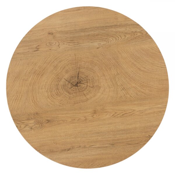 Stolik kawowy okrągły Liviano 80 cm z metalowymi nogami - dąb naturalny / czarny
