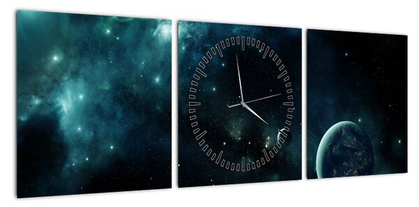 Obraz - Życie w kosmosie (z zegarem) (90x30 cm)
