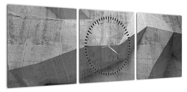 Obraz - ściana 3D (z zegarem) (90x30 cm)