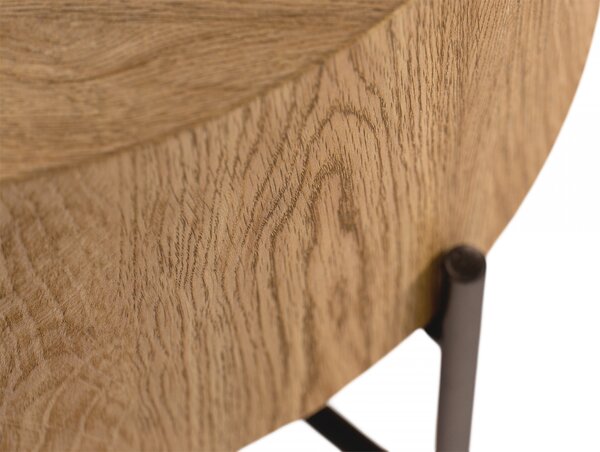 Stolik kawowy okrągły Liviano 45 cm z metalowymi nogami - dąb naturalny / czarny