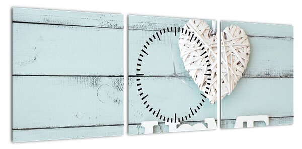 Obraz - I love home (z zegarem) (90x30 cm)