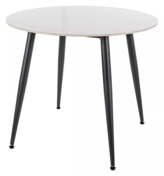 Okrągły stół jadalniany RION 90 cm z ceramicznym blatem, biały marmur