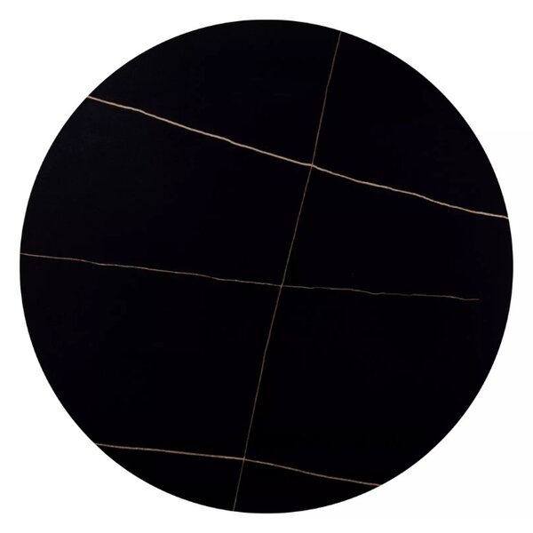 Okrągły stół jadalniany RION 90 cm z blatem ceramicznym, czarny marmur