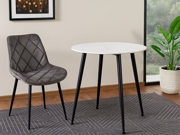 Okrągły stół jadalniany RION 90 cm z ceramicznym blatem, biały marmur