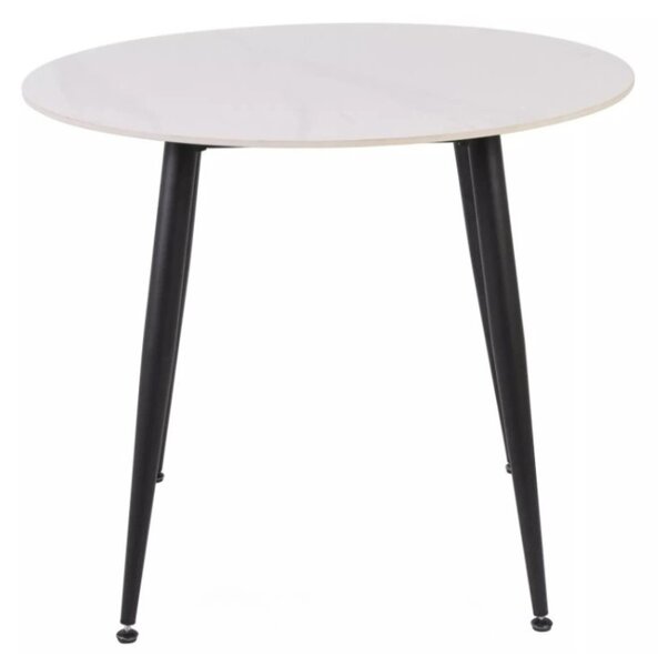 Okrągły stół jadalniany RION 90 cm z ceramicznym blatem, biały marmur