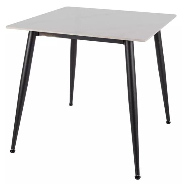 Stół jadalniany RION 80x80 cm z blatem ceramicznym, biały marmur