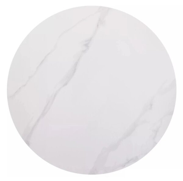 Okrągły stół jadalniany RION 90 cm z ceramicznym blatem, biały marmur