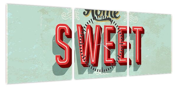 Obraz - Home sweet home (z zegarem) (90x30 cm)