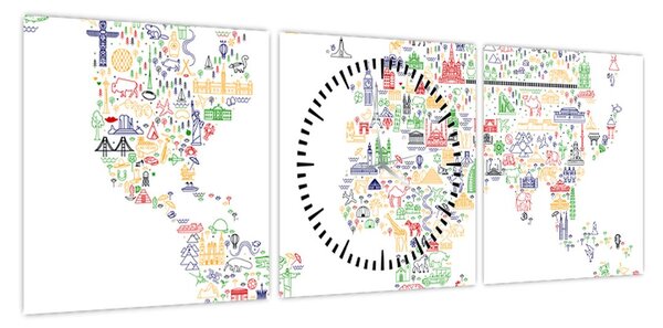 Obraz - Mapa obrazu (z zegarem) (90x30 cm)