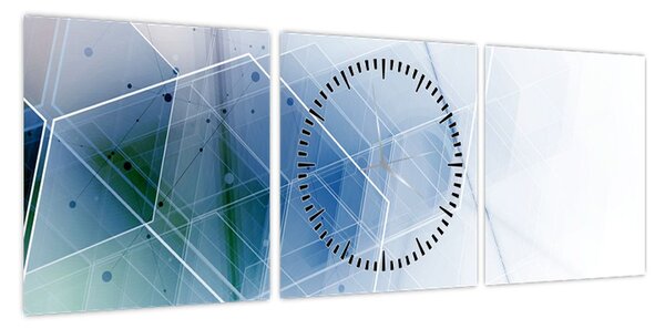 Obraz - Kształty geometryczne (z zegarem) (90x30 cm)