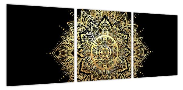 Obraz - Mandala bogactwa (z zegarem) (90x30 cm)
