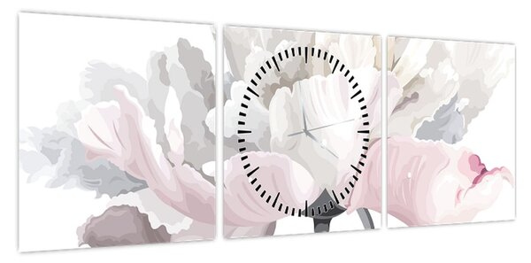 Obraz - Kwiat róży (z zegarem) (90x30 cm)