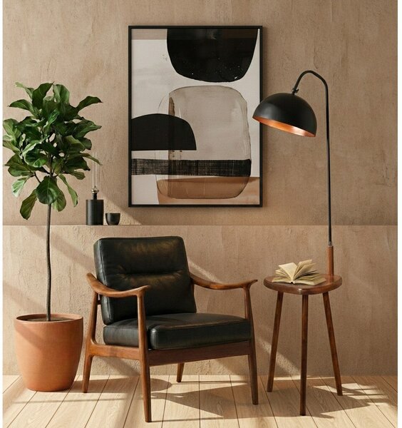 Czarna/brązowa lampa stojąca z półką z metalowym kloszem (wysokość 160 cm) Table – Opviq lights
