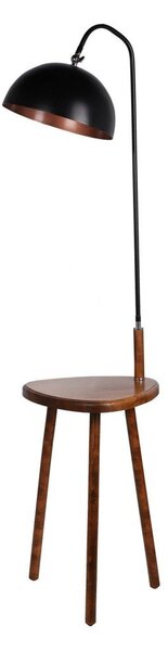 Czarna/brązowa lampa stojąca z półką z metalowym kloszem (wysokość 160 cm) Table – Opviq lights