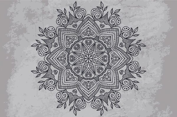 Tapeta Mandala ze starożytnym akcentem w czerni i bieli