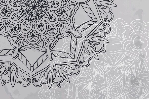 Tapeta Mandala w czarno-białym stylu