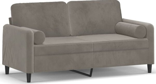 Sofa 2-osobowa z poduszkami, jasnoszara, 140 cm, aksamit