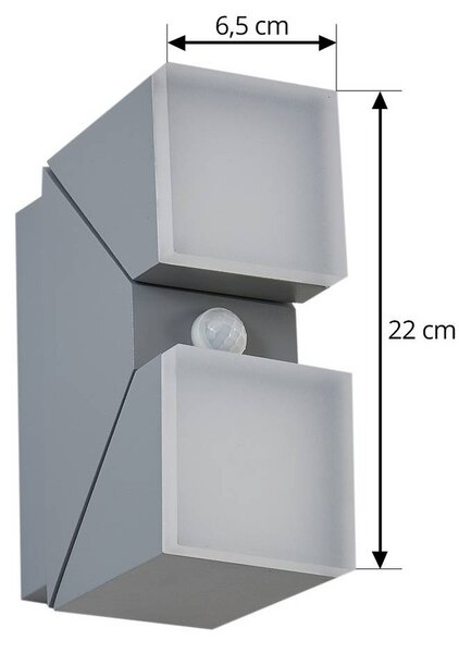Lampa zewnętrzna z czujnikiem ruchu Sally Lindby, aluminiowy / szary / cynkowy, aluminium, nowoczesny