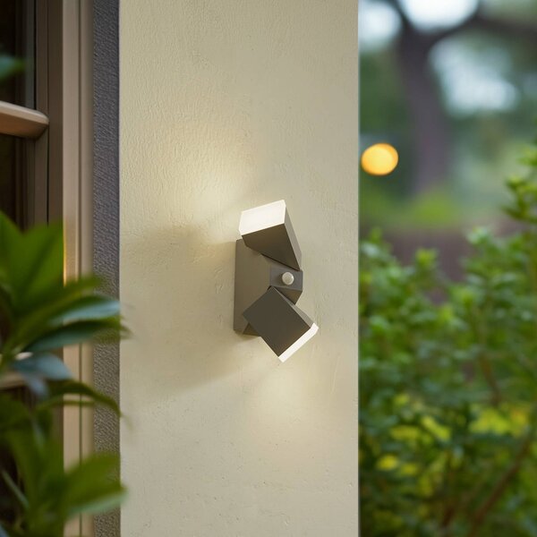 Lampa zewnętrzna z czujnikiem ruchu Sally Lindby, aluminiowy / szary / cynkowy, aluminium, nowoczesny