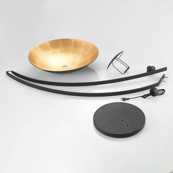 Lampa łukowa - lampa stojąca Emilienne Lindby, czarny, salon / jadalnia, metal, nowoczesny