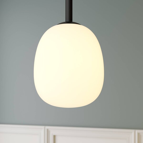 Lampa wisząca szklana Etiena Lindby, możliwość ściemniania, czarny, salon / jadalnia, szkło, nowoczesny
