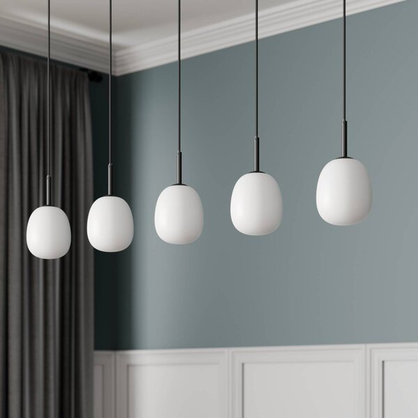 Lampa wisząca szklana Etiena Lindby, możliwość ściemniania, czarny, salon / jadalnia, szkło, nowoczesny