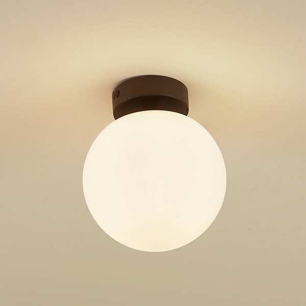 Lampa sufitowa Bidolo Lucande, możliwość ściemniania, czarny, łazienka, szkło