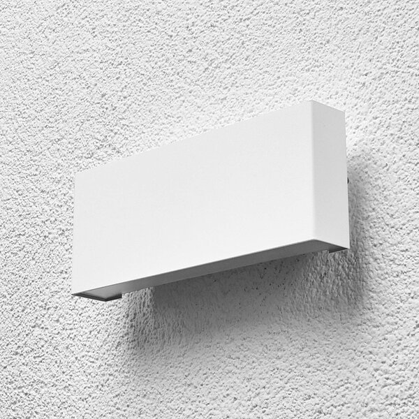 Kinkiet zewnętrzny LED Safira Lindby, biały / opal, aluminium, nowoczesny