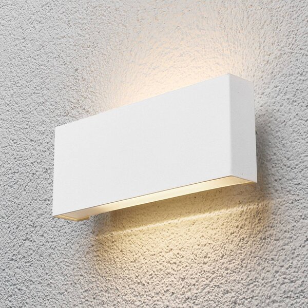 Kinkiet zewnętrzny LED Safira Lindby, biały / opal, aluminium, nowoczesny