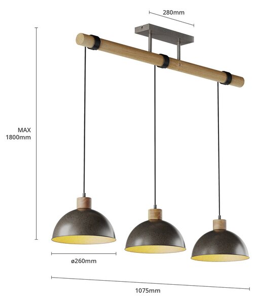 Lampa wisząca Holgar Lindby, możliwość ściemniania, aluminiowy / szary / cynkowy, salon / jadalnia, metal, industrialny