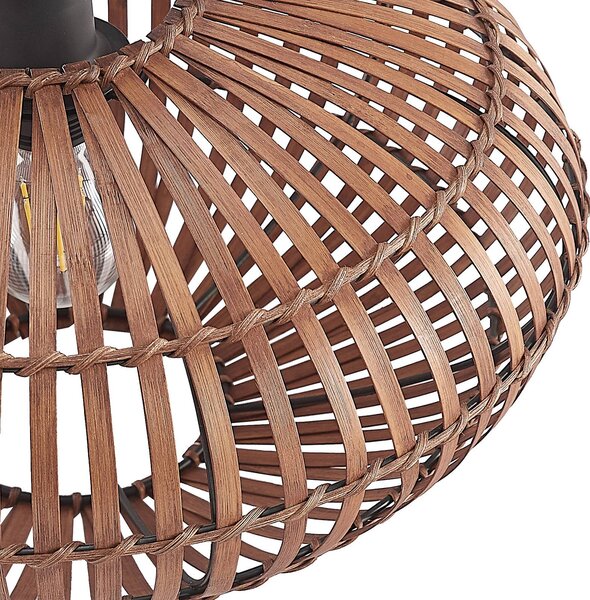Lampa sufitowa Majeora Lindby, możliwość ściemniania, ciemne drewno, salon / jadalnia, bambus, skandynawski