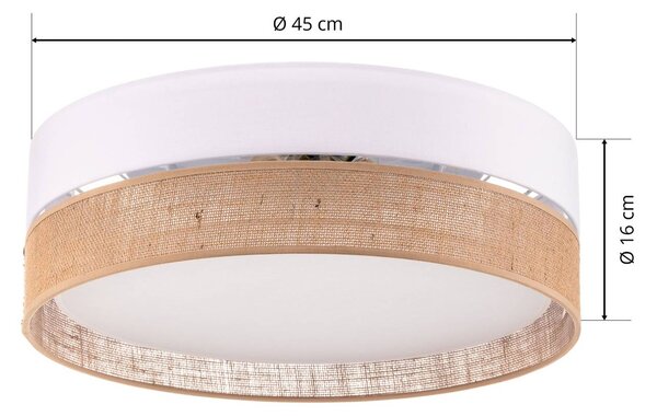 Lampa sufitowa Linobianco TK Lighting, możliwość ściemniania, salon / jadalnia, tkanina / materiał / jedwab, nowoczesny