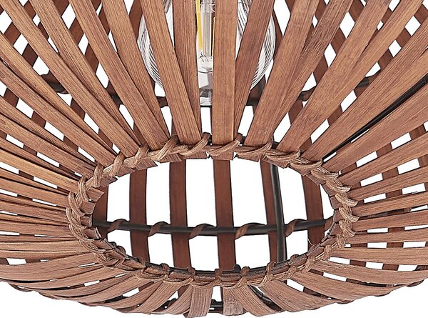 Lampa sufitowa Majeora Lindby, możliwość ściemniania, ciemne drewno, salon / jadalnia, bambus, skandynawski