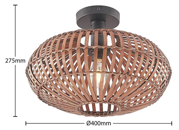 Lampa sufitowa Majeora Lindby, możliwość ściemniania, ciemne drewno, salon / jadalnia, bambus, skandynawski