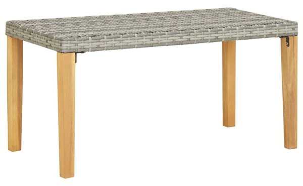 Ławka ogrodowa, 120 cm, szara, polirattan i drewno akacjowe