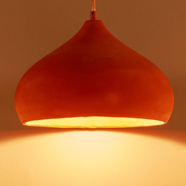 Lampa wisząca Fiona Lindby, możliwość ściemniania, terracotta, salon / jadalnia, beton, śródziemnomorski