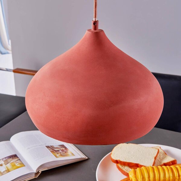 Lampa wisząca Fiona Lindby, możliwość ściemniania, terracotta, salon / jadalnia, beton, śródziemnomorski
