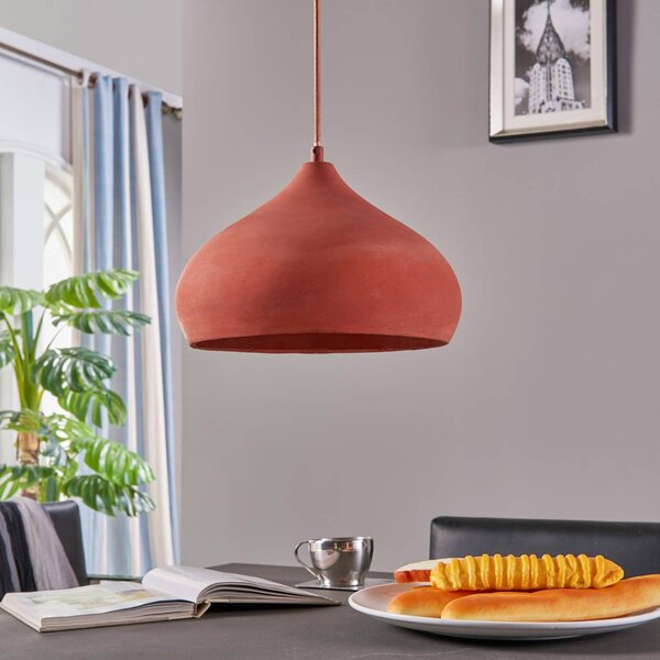 Lampa wisząca Fiona Lindby, możliwość ściemniania, terracotta, salon / jadalnia, beton, śródziemnomorski
