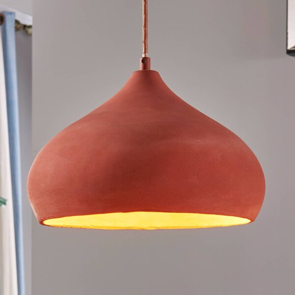 Lampa wisząca Fiona Lindby, możliwość ściemniania, terracotta, salon / jadalnia, beton, śródziemnomorski