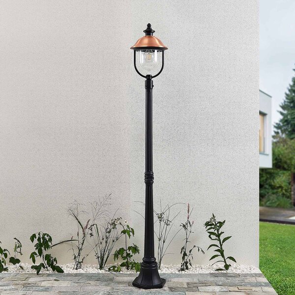 Lampa zewnętrzna Lindby Clint, 177cm, metal, odporność na działanie wody Clint Lindby, możliwość ściemniania, miedziany, aluminium, vintage