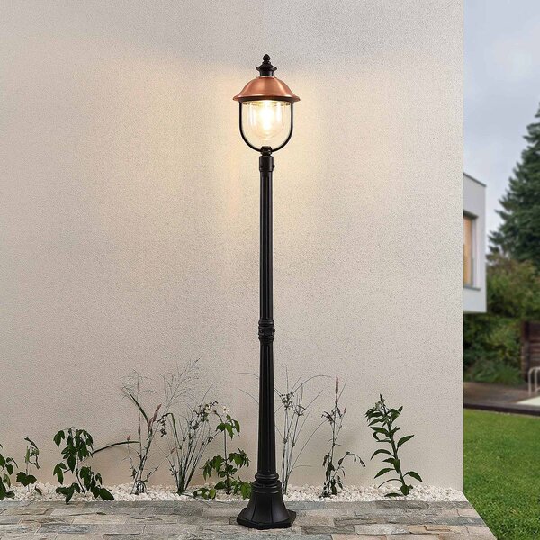 Lampa zewnętrzna Lindby Clint, 177cm, metal, odporność na działanie wody Clint Lindby, możliwość ściemniania, miedziany, aluminium, vintage