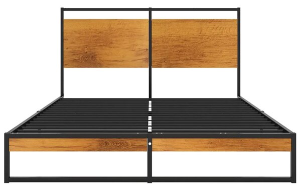 Czarne metalowe łóżko małżeńskie w stylu loft 140x200 cm S2-H50