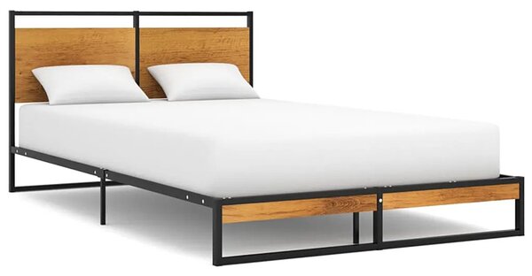 Czarne metalowe łóżko małżeńskie w stylu loft 140x200 cm S2-H50