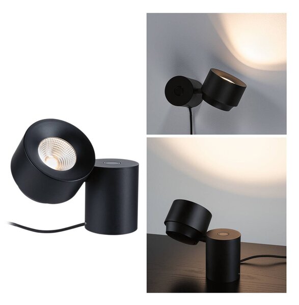 Paulmann Lampa stołowa LED Puric Pane I, możliwość ściemniania, czarny, salon / jadalnia, metal, nowoczesny