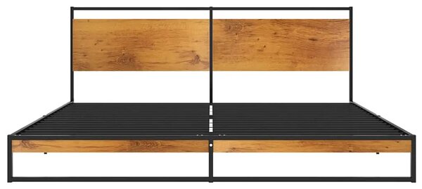 Czarne duże łóżko małżeńskie z metalu 180x200 cm P1-E05