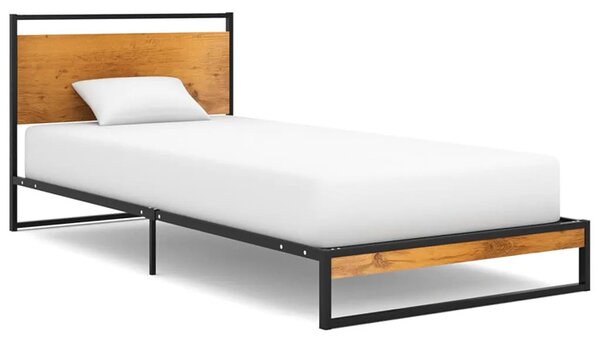 Czarne metalowe łóżko pojedyncze 100x200 cm B1-M82